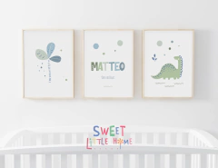 Quadro Infantil Personalizado - Dinossauro Matteo