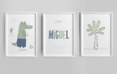 Conj. Quadro Infantil Personalizado - Jacaré Tropical