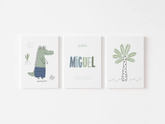 Conj. Quadro Infantil Personalizado - Jacaré Tropical