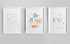 Conj. Quadro Infantil Personalizado - Fundo do Mar - Ravi