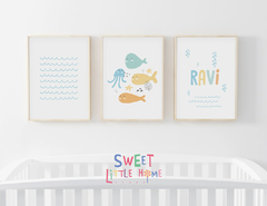 Conj. Quadro Infantil Personalizado - Fundo do Mar - Ravi