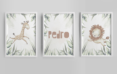 Conj. Quadro Infantil Personalizado - Safari do Pedro na internet