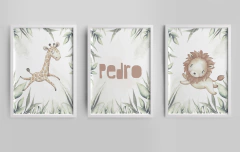Conj. Quadro Infantil Personalizado - Safari do Pedro na internet
