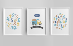 Conj. Quadro Quarto Infantil - Alfabeto e Numeral - comprar online
