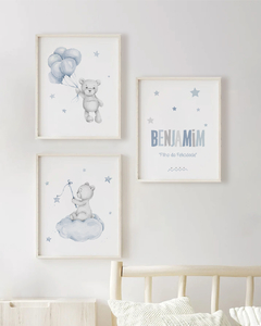 Quadro Infantil Personalizado - Ursinhos Benjamim