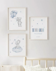 Quadro Infantil Personalizado - Ursinhos Benjamim