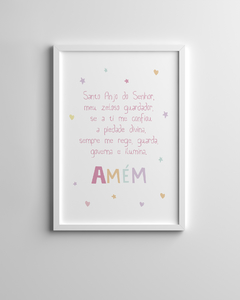 Quadro Infantil Oração Do Santo Anjo Rosa