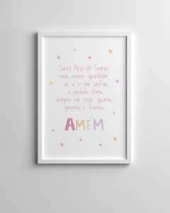 Quadro Infantil Oração Do Santo Anjo Rosa