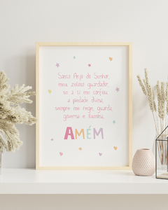 Quadro Infantil Oração Do Santo Anjo Rosa