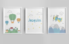 Conj. Quadro Infantil Personalizado - Joaquim Aviador
