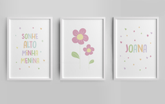 Conjunto Quadro Infantil Sonhe Alto Joana