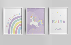 Conj. Quadro Infantil Unicornio Viver é Fantastico