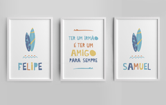 Quadro Infantil Personalizado - Surf Irmãos