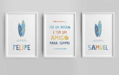 Quadro Infantil Personalizado - Surf Irmãos