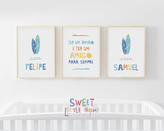 Quadro Infantil Personalizado - Surf Irmãos