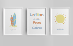 Quadro Infantil Personalizado - Surf Brothers