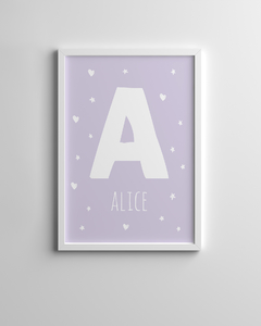 Quadro Infantil Personalizado Inicial do Nome Alice