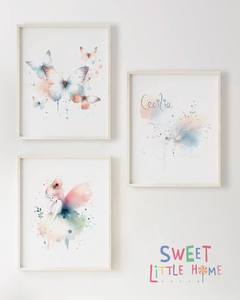 Quadro Infantil Borboleta Aquarela Cecilia