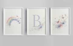 Quadro Infantil Borboleta e Arco Iris Personalizado