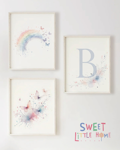 Quadro Infantil Borboleta e Arco Iris Personalizado