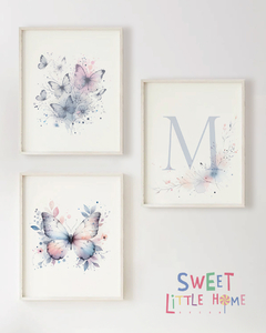 Quadro Infantil Borboletas Aquarela Personalizado