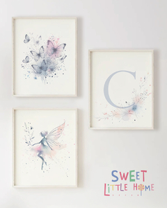 Quadro Infantil Borboletas Fada Personalizado Aquarela