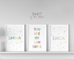 Quadro Infantil You Are My Sunshine Irmãos Lorena e Lucca