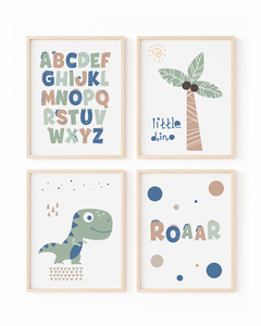 Kit Quadros Infantil Personalizado Dinossauro Alfabeto