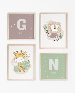 Kit Quadro Infantil Safari Noah e Gael