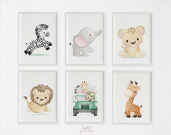 Kit 6 Quadros Infantil Bichinhos 