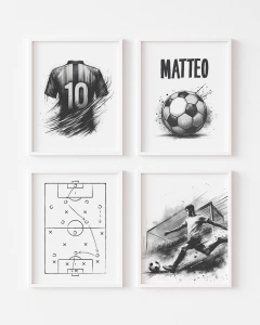 Conjunto Quadros Infantil Personalizado Futebol Matteo
