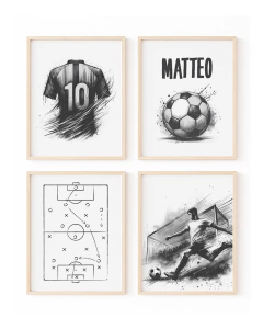Conjunto Quadros Infantil Personalizado Futebol Matteo