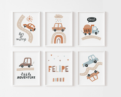 Kit Quadro Infantil Boho Carrinhos Felipe