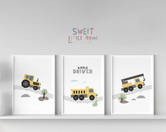 Kit 3 Quadros Infantil Carrinho Little Drive