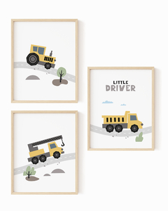 Kit 3 Quadros Infantil Carrinho Little Drive