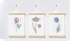 Conjunto 3 Flamulas - Flores Aquarela