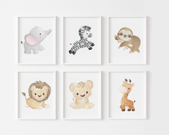 Kit Quadros Infantil Bichinhos Aquarela