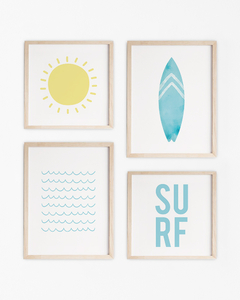 Kit Quadro Infantil Surf Azul