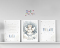 Kit Quadro Infantil Oração do Santo Anjo Benjamim