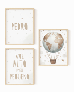 Kit Quadro Infantil Balão Voe Alto Meu Pequeno Pedro