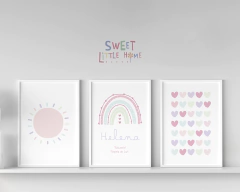 Kit Quadros Infantil Personalizado Arco Iris Helena