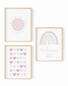 Kit Quadros Infantil Personalizado Arco Iris Helena