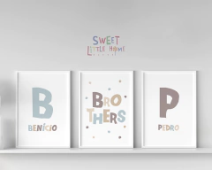 Kit Quadro Infantil Personalizado Boho Brothers Pedro e Benicio 