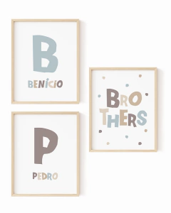 Kit Quadro Infantil Personalizado Boho Brothers Pedro e Benicio 