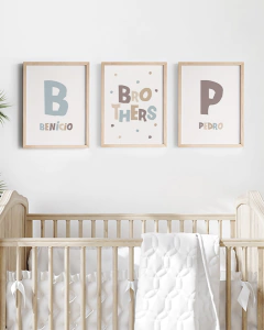 Kit Quadro Infantil Personalizado Boho Brothers Pedro e Benicio - comprar online