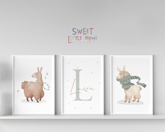 Kit Quadros Infantil Personalizado Lhama Luiza