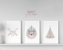 Conj Quadro Infantil Boho Ursinho