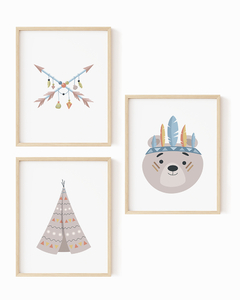 Conj Quadro Infantil Boho Ursinho