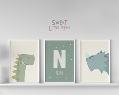 Kit Quadro Infantil Personalizado Dinossauro Noah