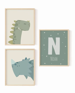 Kit Quadro Infantil Personalizado Dinossauro Noah
